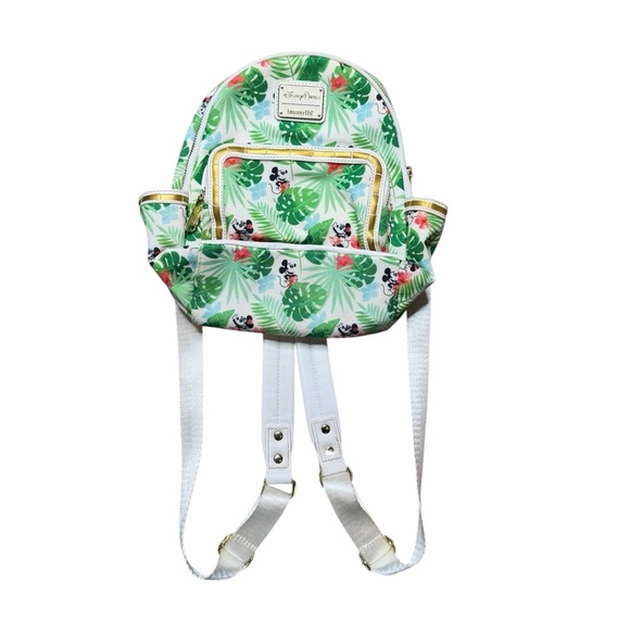 Loungefly Disney Mickey Mouse Tropical Leaf Backpack White and Green main image 5